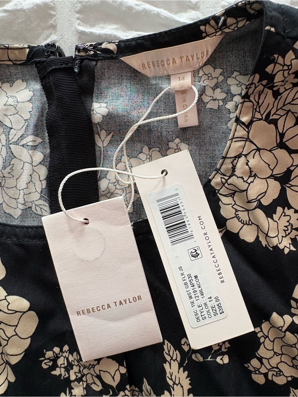 NWT Rebecca Taylor Floral Wide-Leg Jumpsuit in Black and Cream - Picture 2 of 4